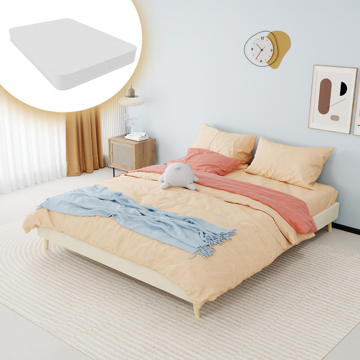 POLSTERBETT 160/200 cm DE-33008 mit Matratze Beige - Beige, Metall (160/200cm) - ComfortXL