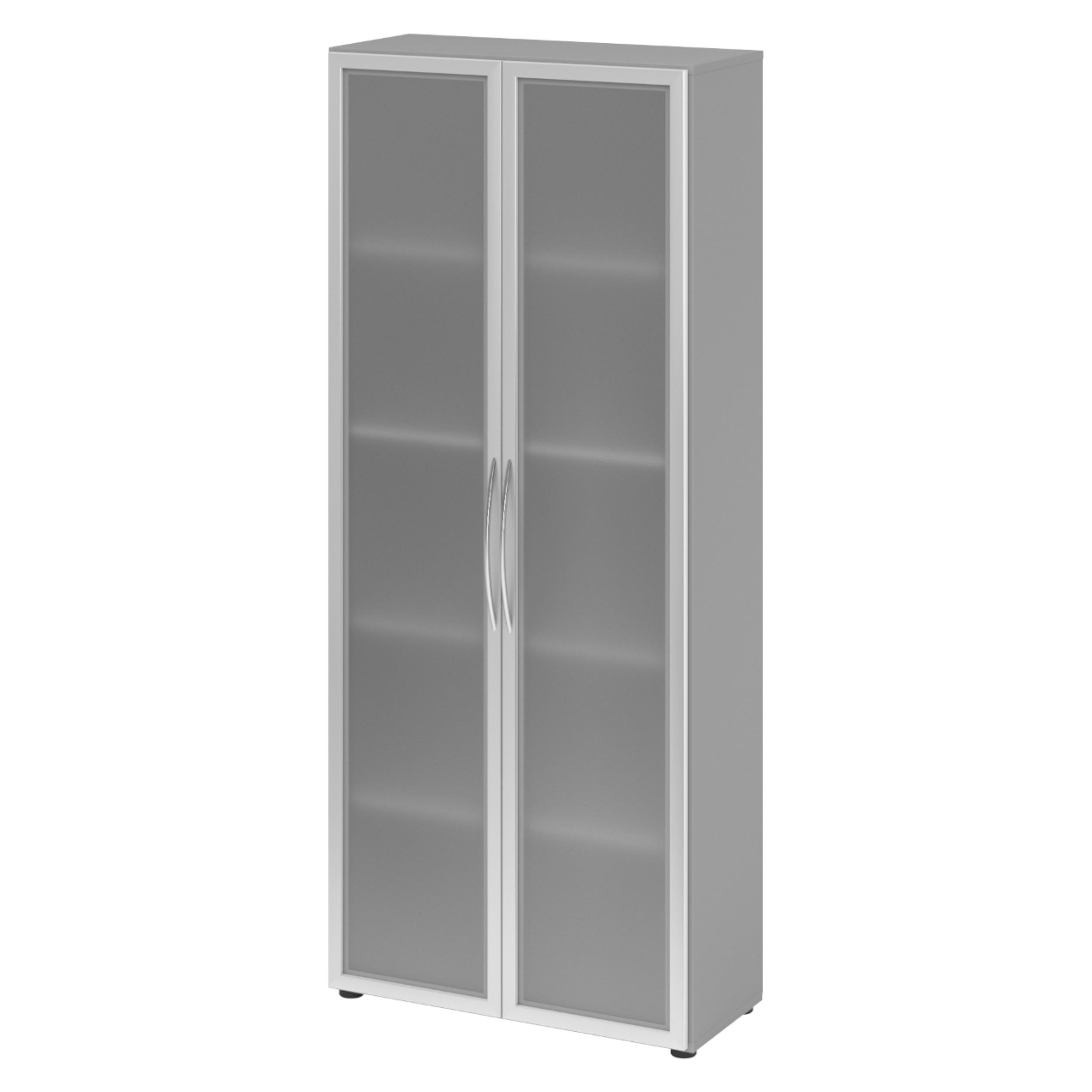 AKTENSCHRANK - 5 Ordnerhöhen 35/80/188 cm in Grau/Milchglaß - Grau, Holzwerkstoff (80/188/35cm) - bümö