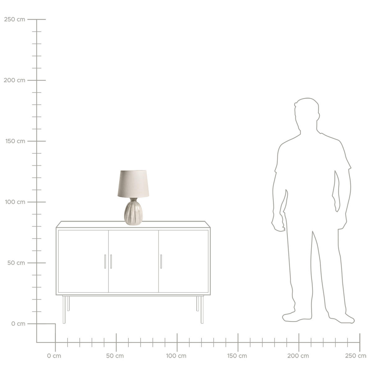 TISCHLAMPE Keramik Hellbeige Aguan - Beige, Keramik (25/25/44cm) - Beliani