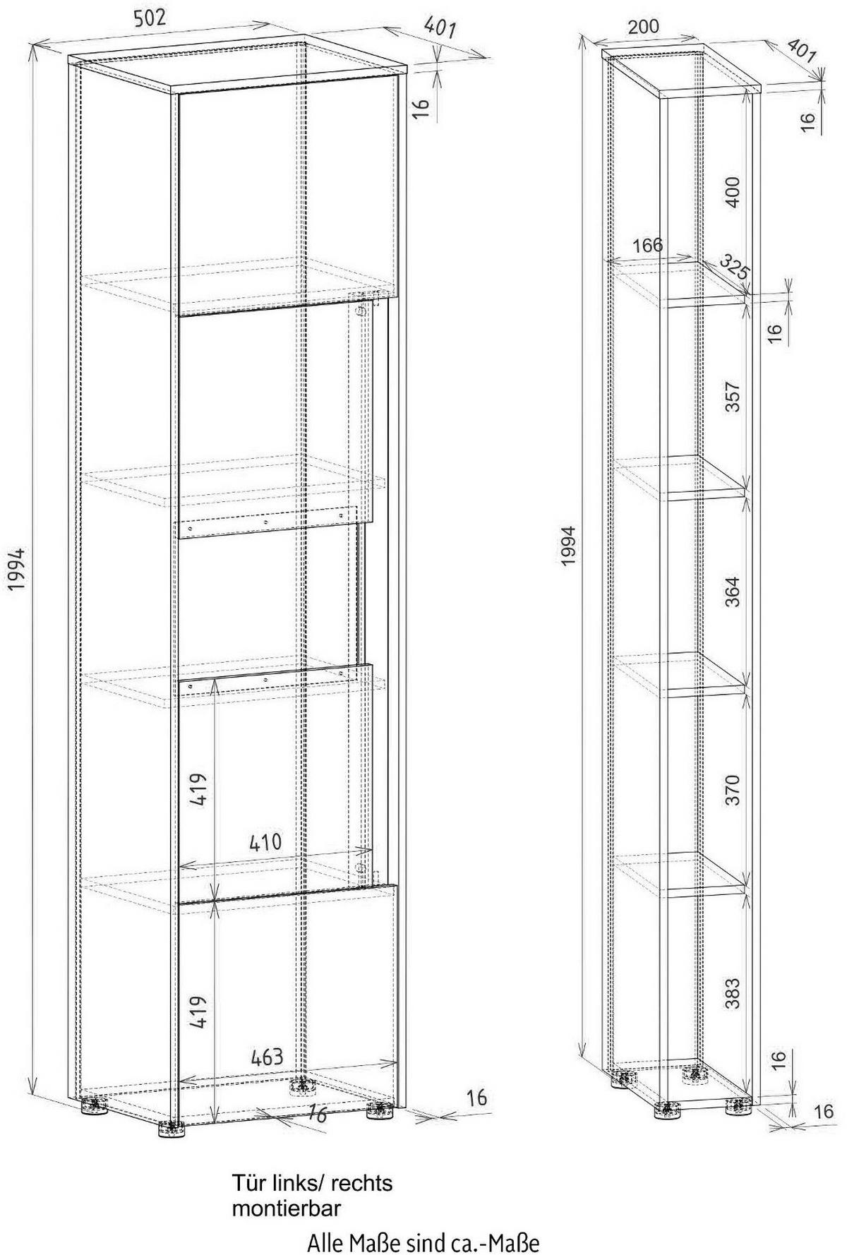 AKTENSCHRANK Set 2-teilig grau matt, Wotan Eiche, Regal-Vitrine-Kombination mit 5 Ordnerhöhen - Eichefarben/Eiche Wotan, Holz/Holzwerkstoff (70/200/40cm) - Furn.Design