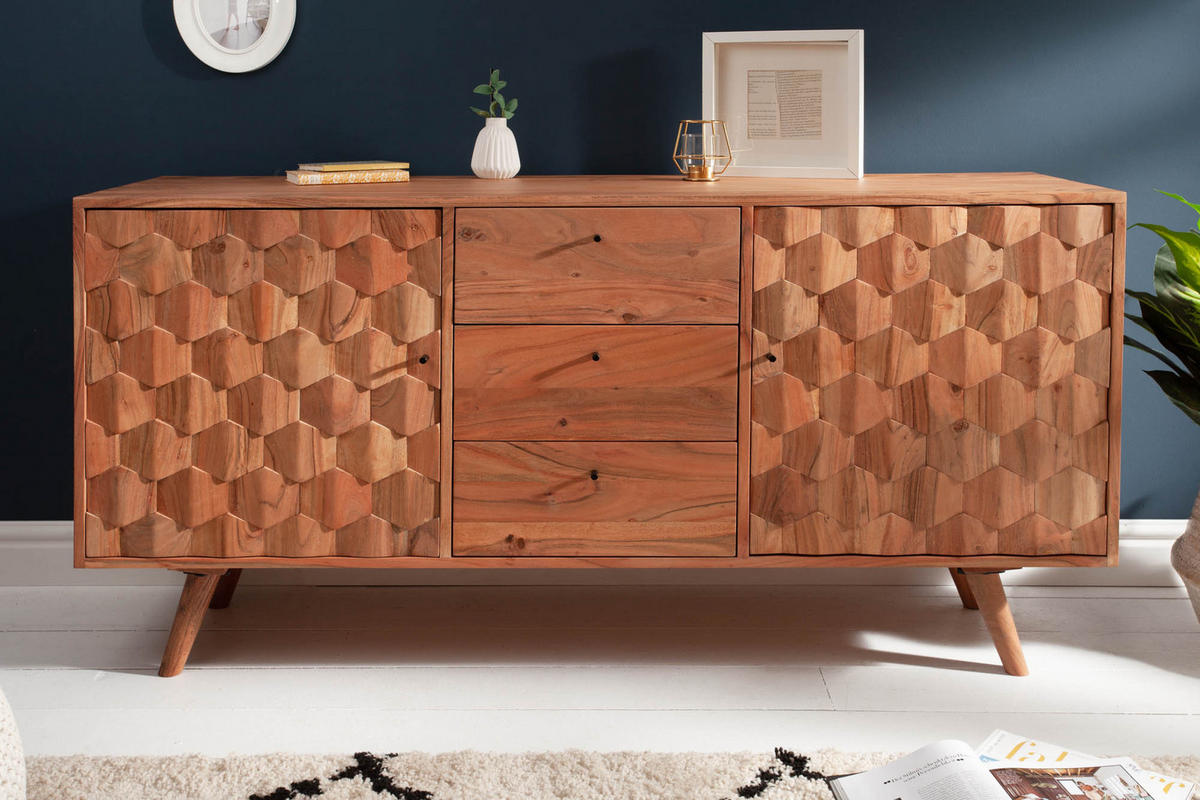 SIDEBOARD MYSTIC LIVING Akazie Natur 145cm - Braun, Holz (145/75/40cm) - riess-ambiente