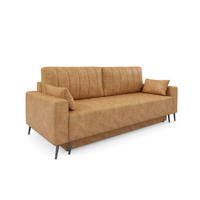 SCHLAFSOFA - Sofa Retros - Mustard (Goya 06) - Dunkelorange, Holz (229/95/99cm) - Möblo