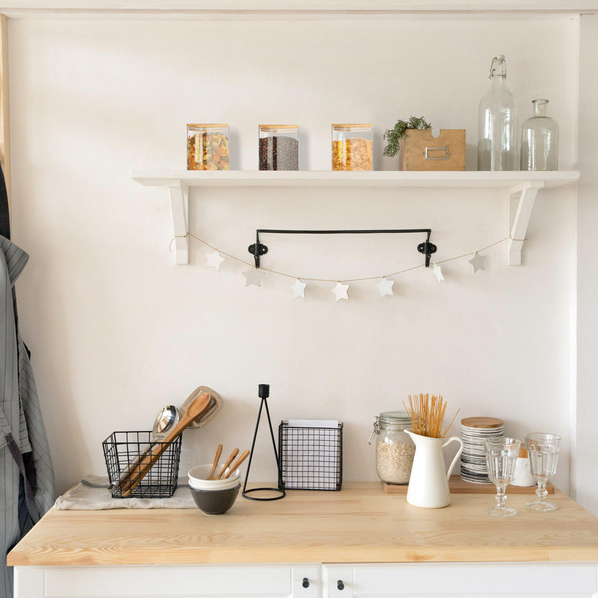 3XVORRATSGLAS - Transparent, Glas/Holz (10/13.5/10cm) - Relaxdays