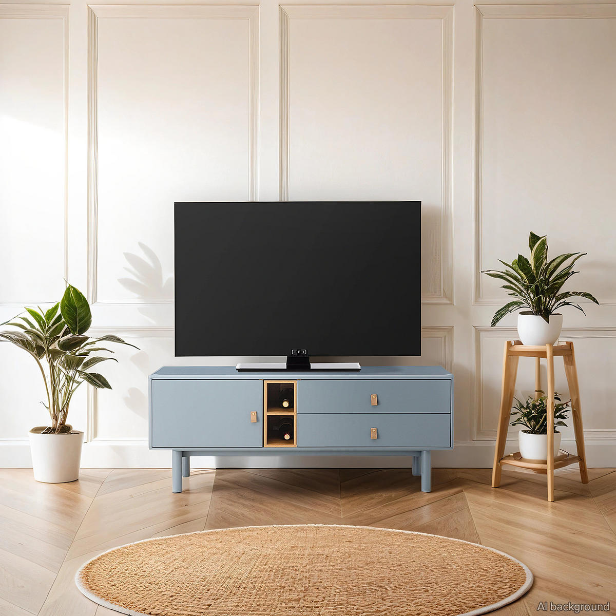 TV-LOWBOARD - 140 cm - Blaugrau/Braun, Holz/Holzwerkstoff (140/55/40cm) - home24