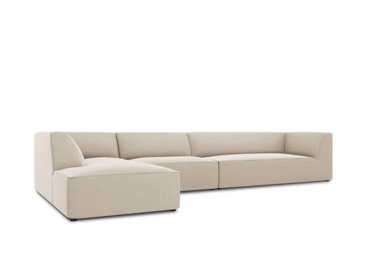 ECKSOFA links Ruby aus Samt beige 5 Sitzplätze - Beige, Textil (180/366cm) - Micadoni
