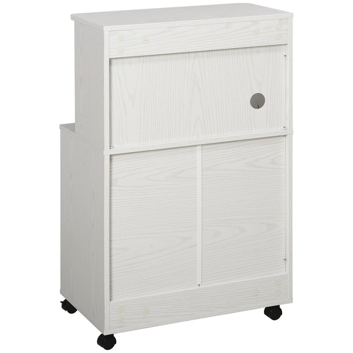 MIKROWELLENROLLWAGEN DE-10985 2 Türen mit Kabeldurchlass Weiß - Weiß, Holzwerkstoff (40/97/60cm) - ComfortXL
