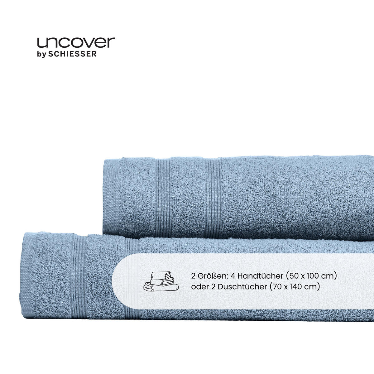 DUSCHTUCHSET Brooklyn - 2-teilig - 70 x 140 cm - Hellblau - Hellblau, Textil (70/140cm) - Uncover by Schiesser