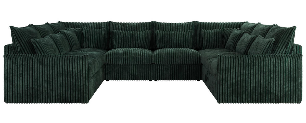 WOHNLANDSCHAFT VERSO U 8M Grün Cord - Schwarz/Grün, Kunststoff/Textil (362/93/270cm) - MKS
