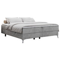 BOXBETT LESS 180/200 Hellgrau Velvet - H4 - Hellgrau, Holz/Textil (180/200cm) - MKS