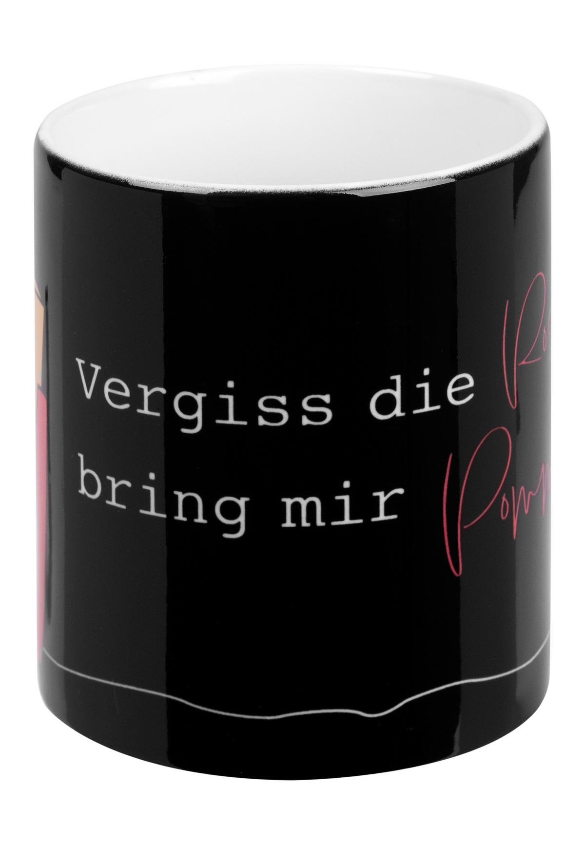 KAFFEEBECHER Vergiss die Rosen, bring mir Pommes Schwarz 320 ml - Schwarz, Keramik (0.32L) - United Labels