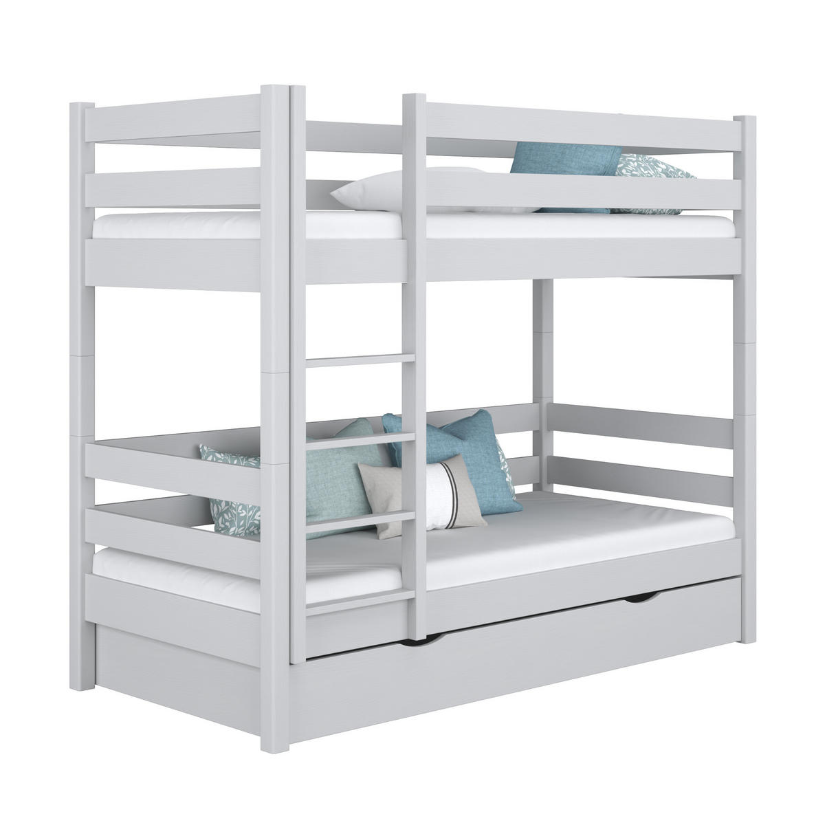 ETAGENBETT N01 mit Schublade Grau 90/180 - Grau, Naturmaterialien/Holz (90/180cm) - N-Wood