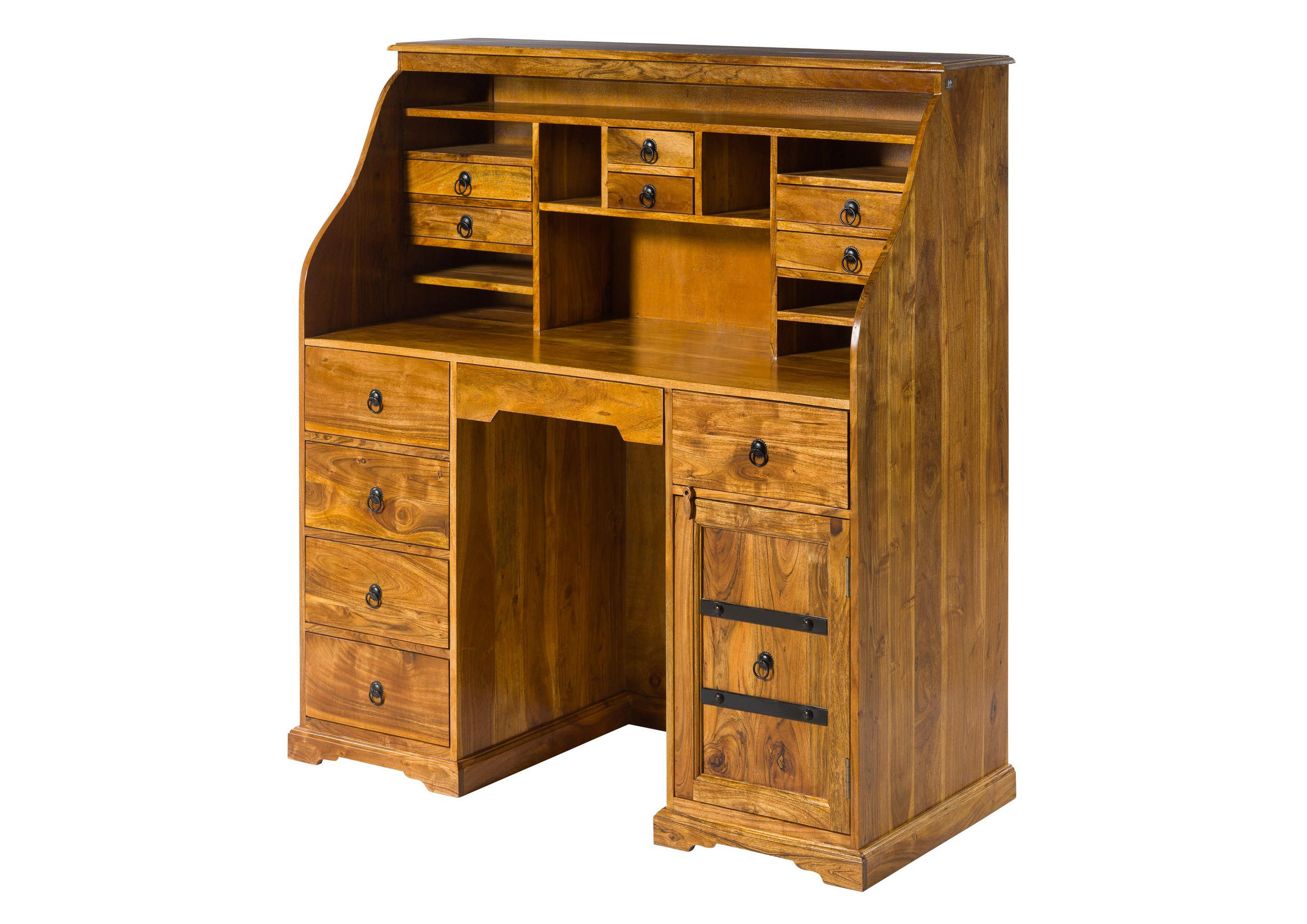 SEKRETÄR Akazie 128x58x138 honig lackiert OXFORD #0516 - Braun, Holz (58/128/138cm) - Massivmoebel24