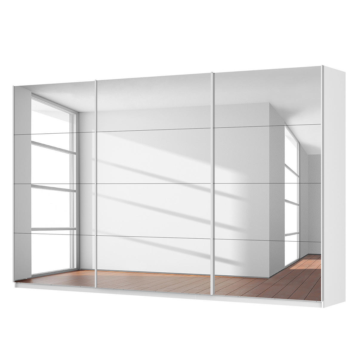 SCHWEBETÜRENSCHRANK - Weiß, Glas/Holzwerkstoff (360/222/68cm) - home24