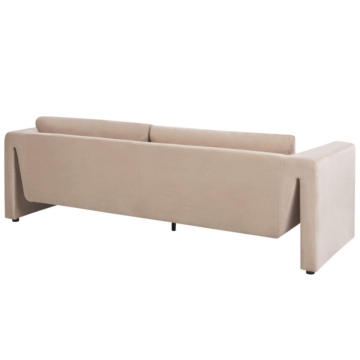3-SITZER-SOFA Samtstoff sandbeige Maunu - Sandfarben/Schwarz, Textil (237/76/83cm) - Beliani