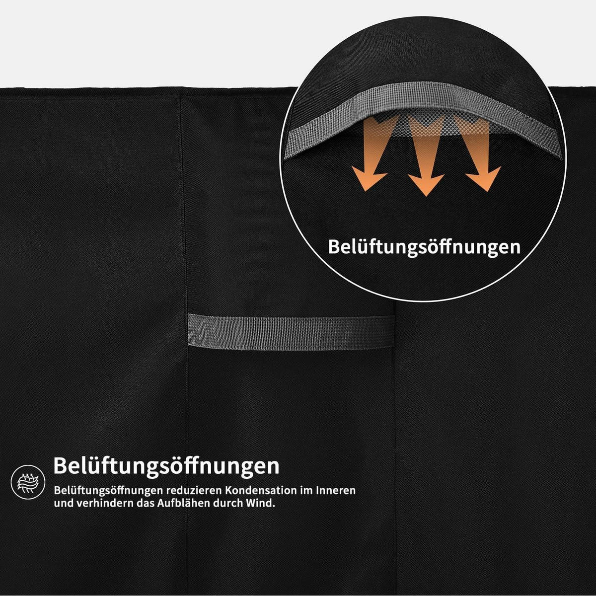 ABDECKHAUBE für Gartentisch Rund Schwarz 190 x 80 cm - Schwarz, Textil (190/80/190cm)