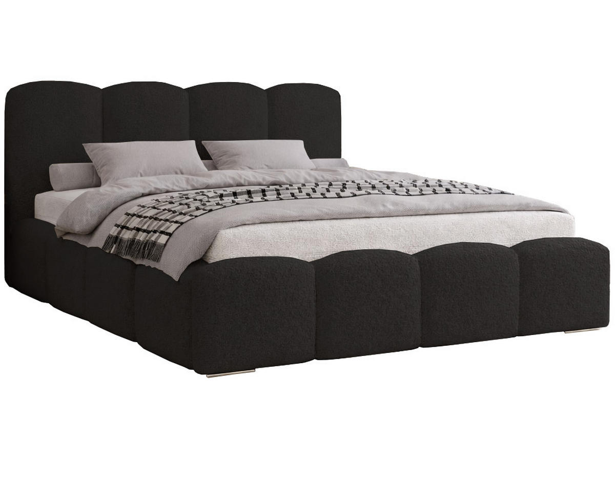 POLSTERBETT 200x200 cm Zenna Boucle mit Bettkasten, Lattenrost, Schwarz - Schwarz, Holz/Textil (200/200cm) - Emporius
