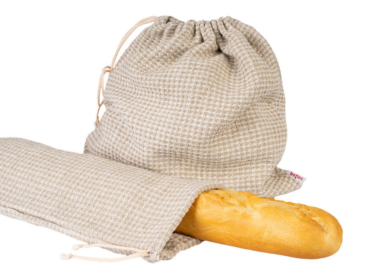 BAGUETTEBEUTEL Leinen-Waffelpique 18/70 cm - Beige/Naturfarben, Textil (18/1/70cm) - beties Heimtextil