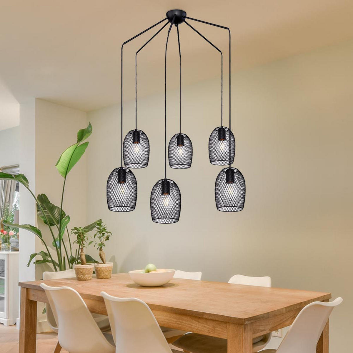 HÄNGELEUCHTE Metall Gitter Schwarz - Schwarz, Metall (75/75/150cm) - Globo Lighting