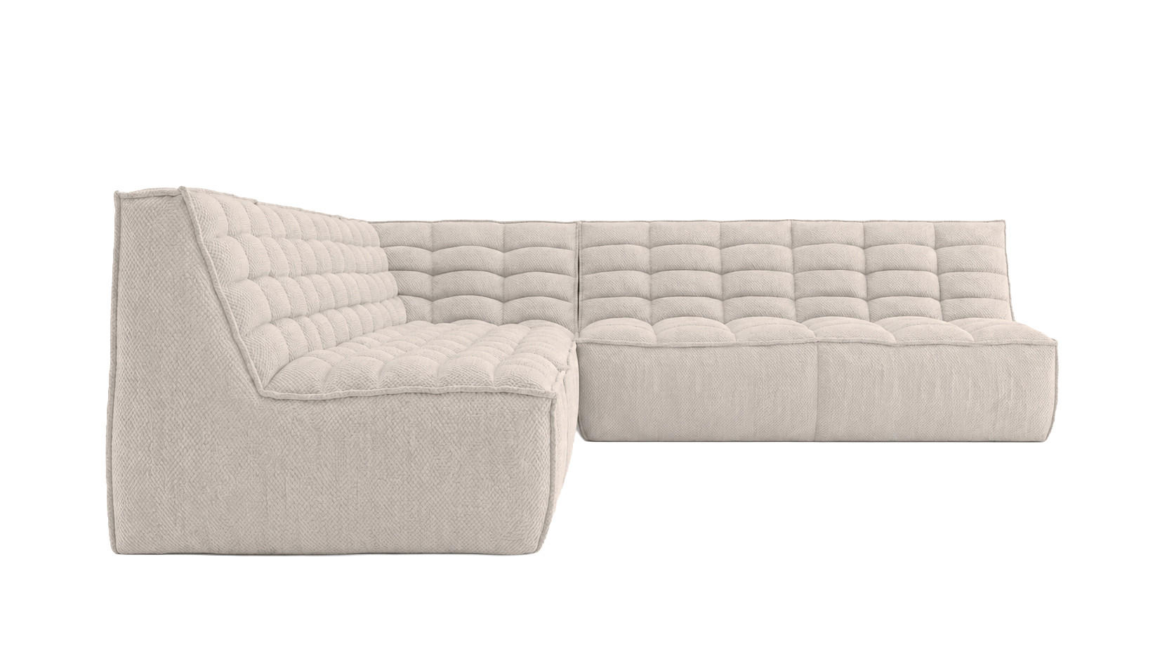 ROHOVÁ SEDAČKA modulární ve tvaru L, plyšová tkanina Pop, Béžová, Levá strana, LAZY L - béžová, dřevo (333/253cm) - Kaiser Möbel