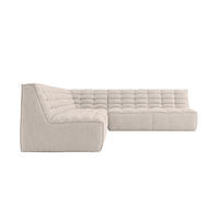 ROHOVÁ SEDAČKA modulární ve tvaru L, plyšová tkanina Pop, Béžová, Levá strana, LAZY L - béžová, dřevo (333/253cm) - Kaiser Möbel
