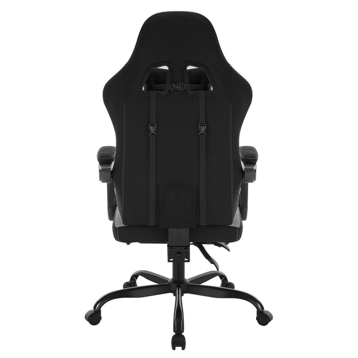 BÜROSTUHL in Schwarz-Grau 70x70x127 cm mit Massagefunktion, Fußstütze und verstellbarer Rückenlehne - Schwarz, Textil (70/127/70cm) - IVMEU