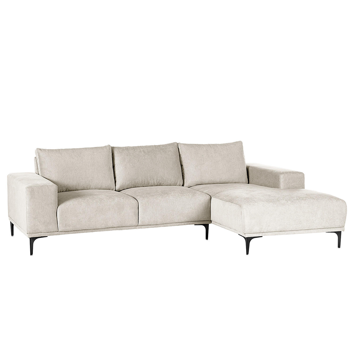 ECKSOFA - Sandfarben/Schwarz, Textil/Metall (244/150cm) - home24