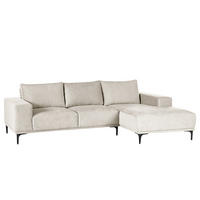ECKSOFA - Sandfarben/Schwarz, Textil/Metall (244/150cm) - home24