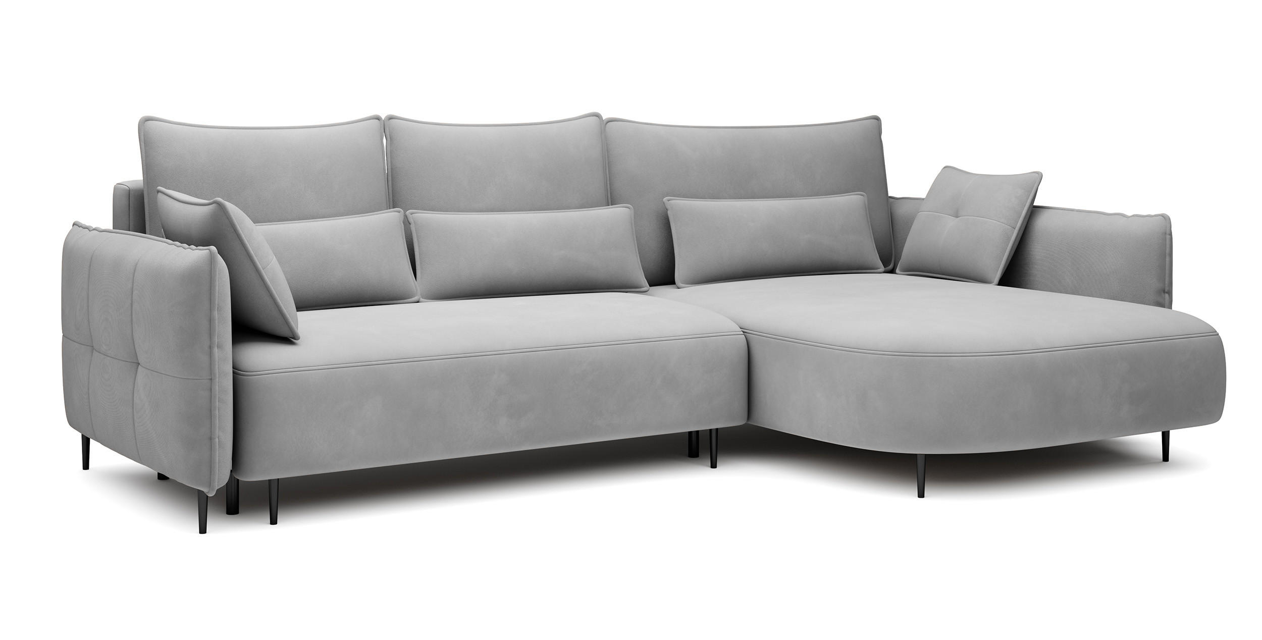 ECKSOFA Oblivio Grau Velours - Schwarz/Grau, Textil/Metall (285/200cm) - Selsey