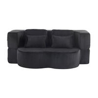 2-SITZER SCHLAFSOFA Flanell Schwarz mit 4 Kissen - Schwarz, Textil (198/76/120cm) - WISHDOR