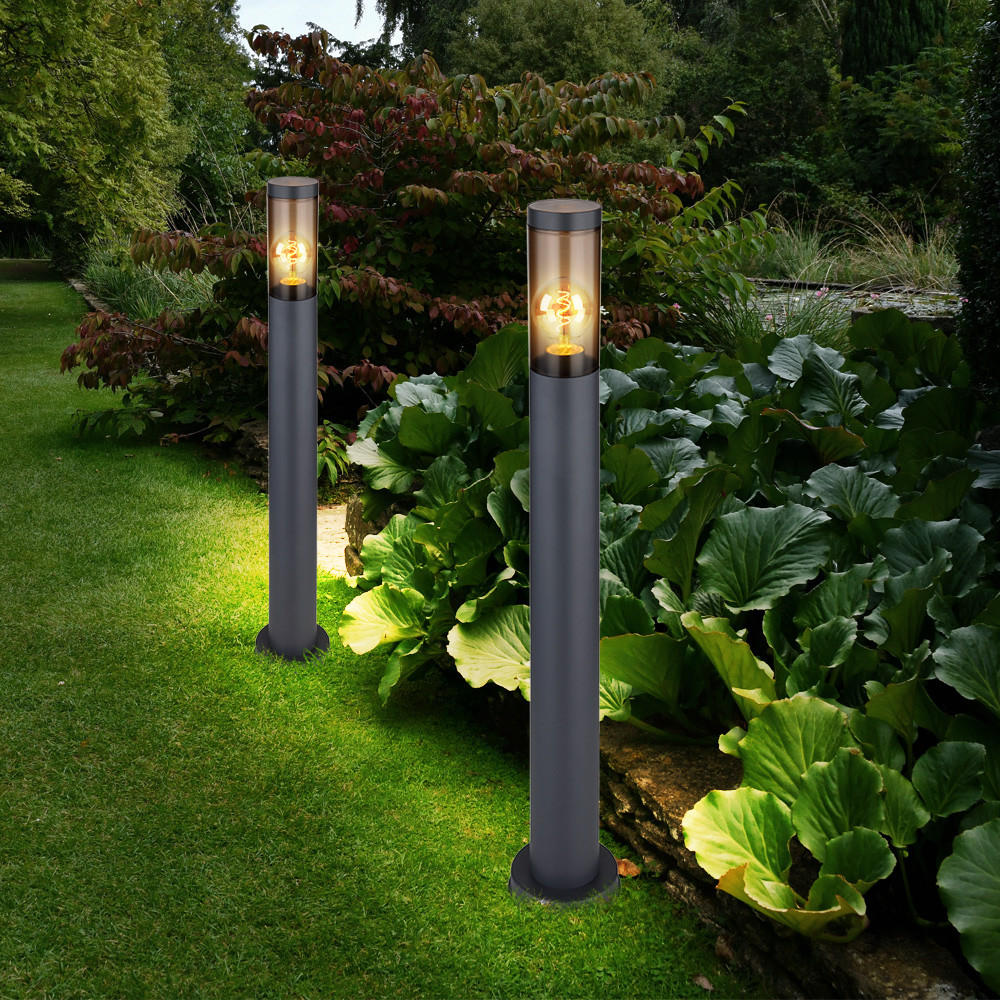 STEHLEUCHTE Edelstahl Anthrazit 2er Set - Anthrazit, Kunststoff/Metall (7.6/80/7.6cm) - Globo Lighting