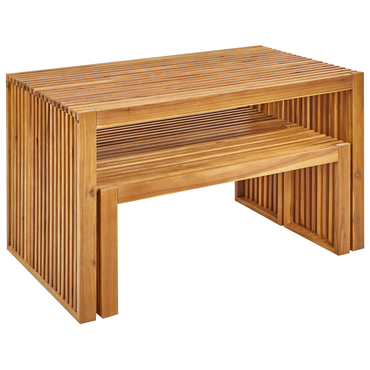 GARTENMÖBEL SET 4-Sitzer Akazienholz hellbraun 3-teilig Bellano - Hellbraun, Holz - Beliani