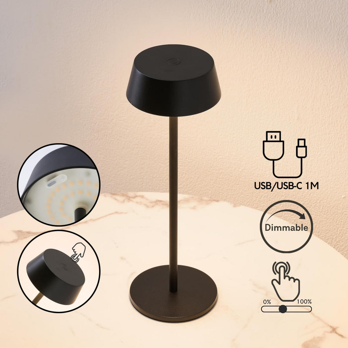 TISCHLEUCHTE Vanyel, Schwarz, 32.5cm - Schwarz, Metall (32/10/32.5cm) - KOSILUM