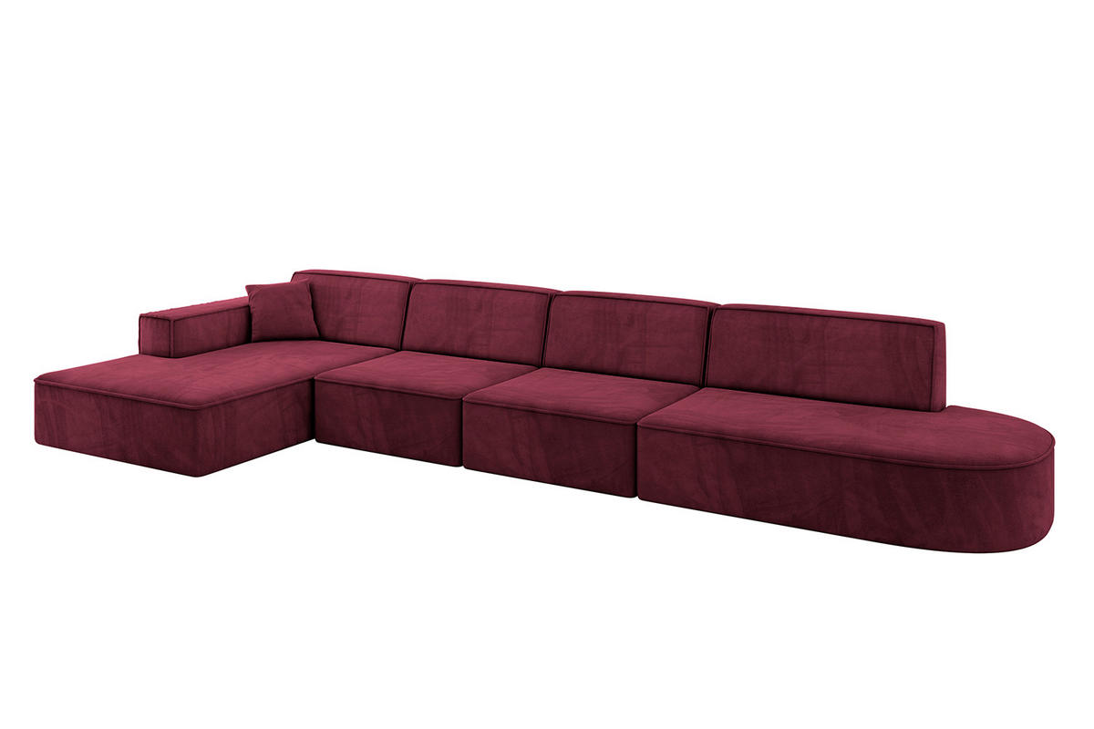 ECKSOFA Ottomane Links IREA-L3-v4 - 403x165x72,5 cm Bordeauxrot - Bordeaux, Holzwerkstoff/Textil (403/165cm) - ALTDECOR