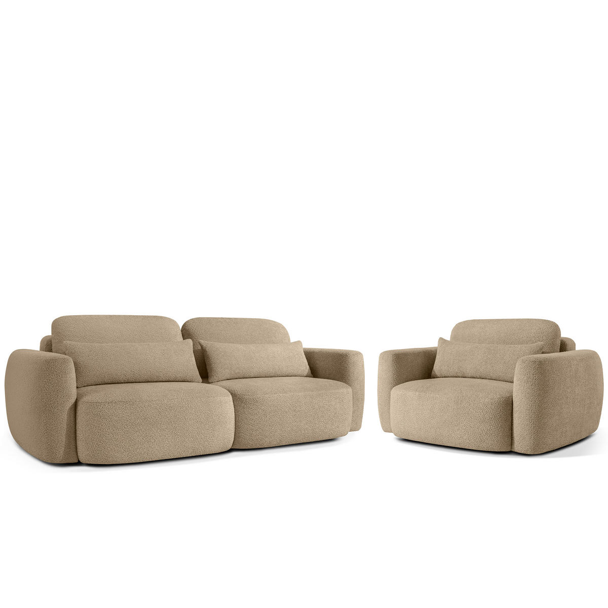 SITZGARNITUR ELOSA - Ecru, Holz/Textil (245/85/115cm) - KONSIMO®