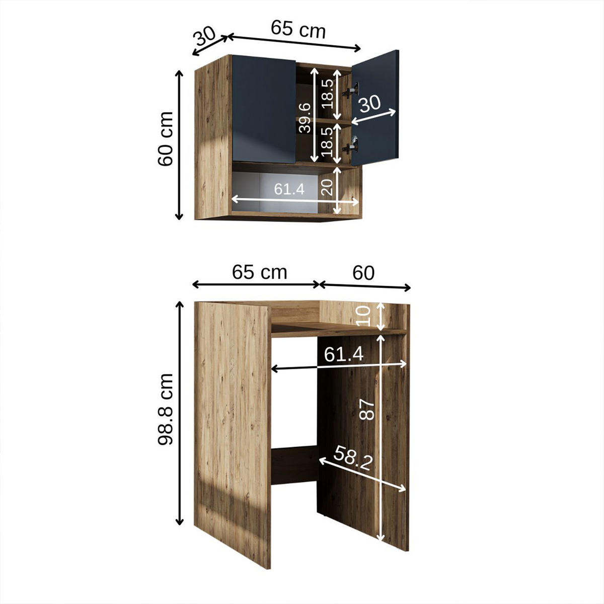 WASCHMASCHINENSCHRANK DERIN-I 65cm Breit, 189cm Hoch - Anthrazit, Holzwerkstoff (65/189/60cm)