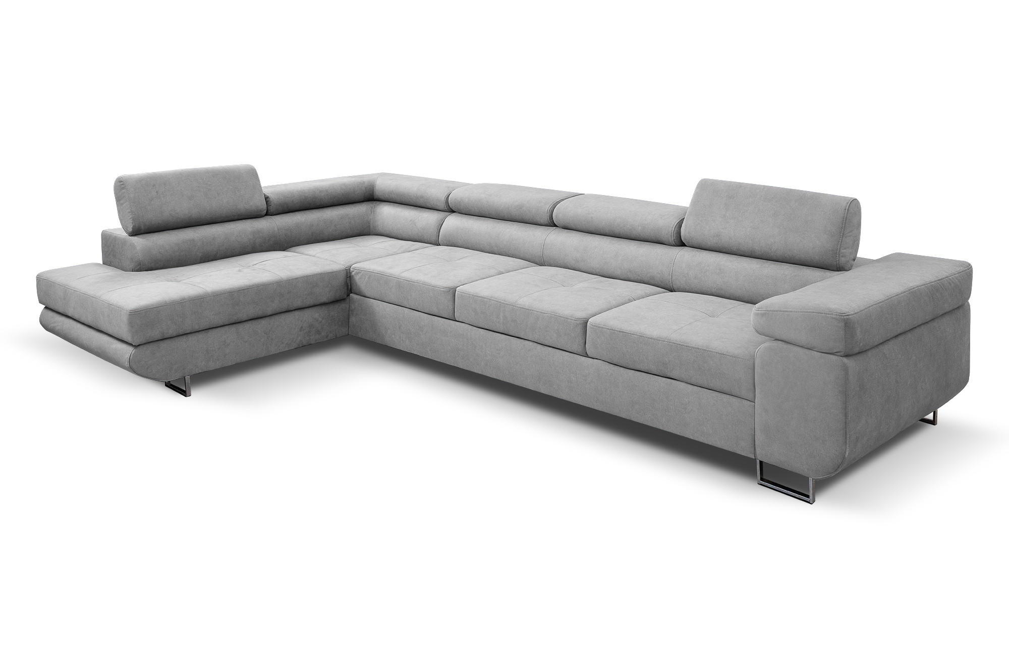 ECKSOFA Marlene IV L-Form mit verstellbaren Kopfstützen Schlaffunktion Bettkasten 347 cm links hellgrau - Hellgrau, Kunststoff (347/202cm) - Margaret Hadas24