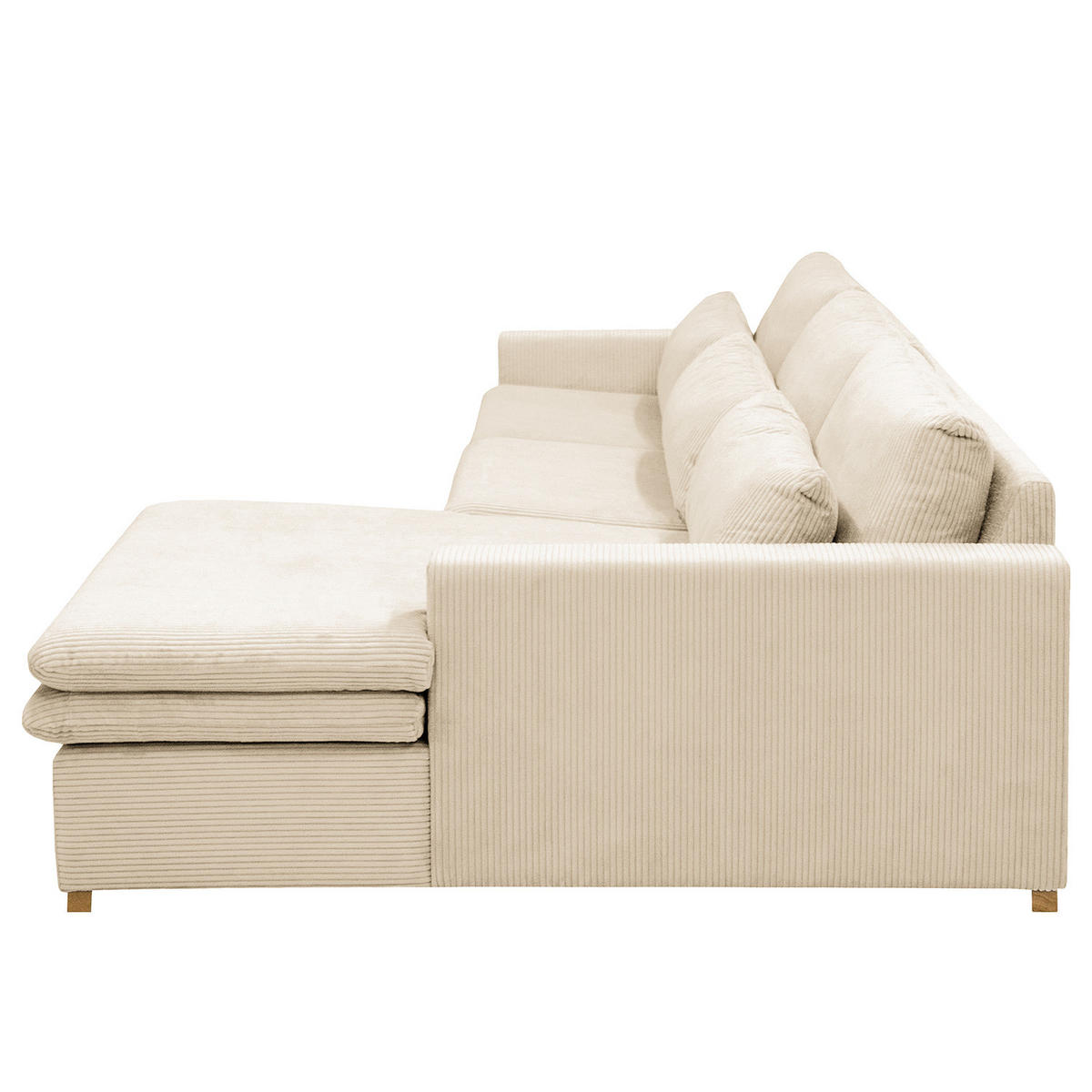 ECKSOFA mit Longchair - Creme, Textil (299/164cm) - home24