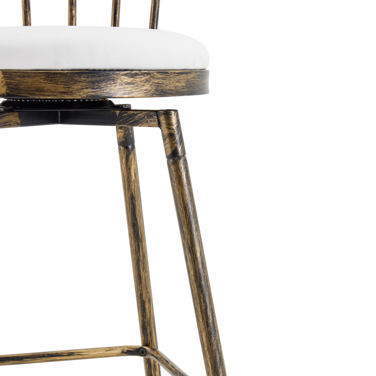 BARHOCKER Windsor-Stil Metall PU Brown+White - Weiß, Metall (39/96/39.1cm) - Meubliv