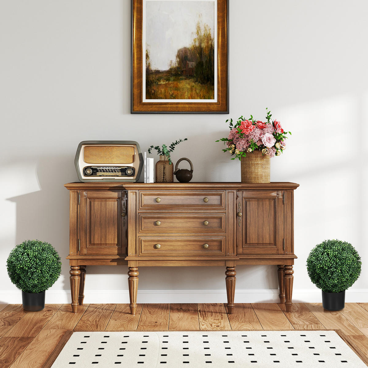 KÜNSTLICHE Pflanzen, 2er-Set UV-beständige Kunstpflanze im Blumentopf Grün - Grün, Kunststoff (52cm) - HOMCOM