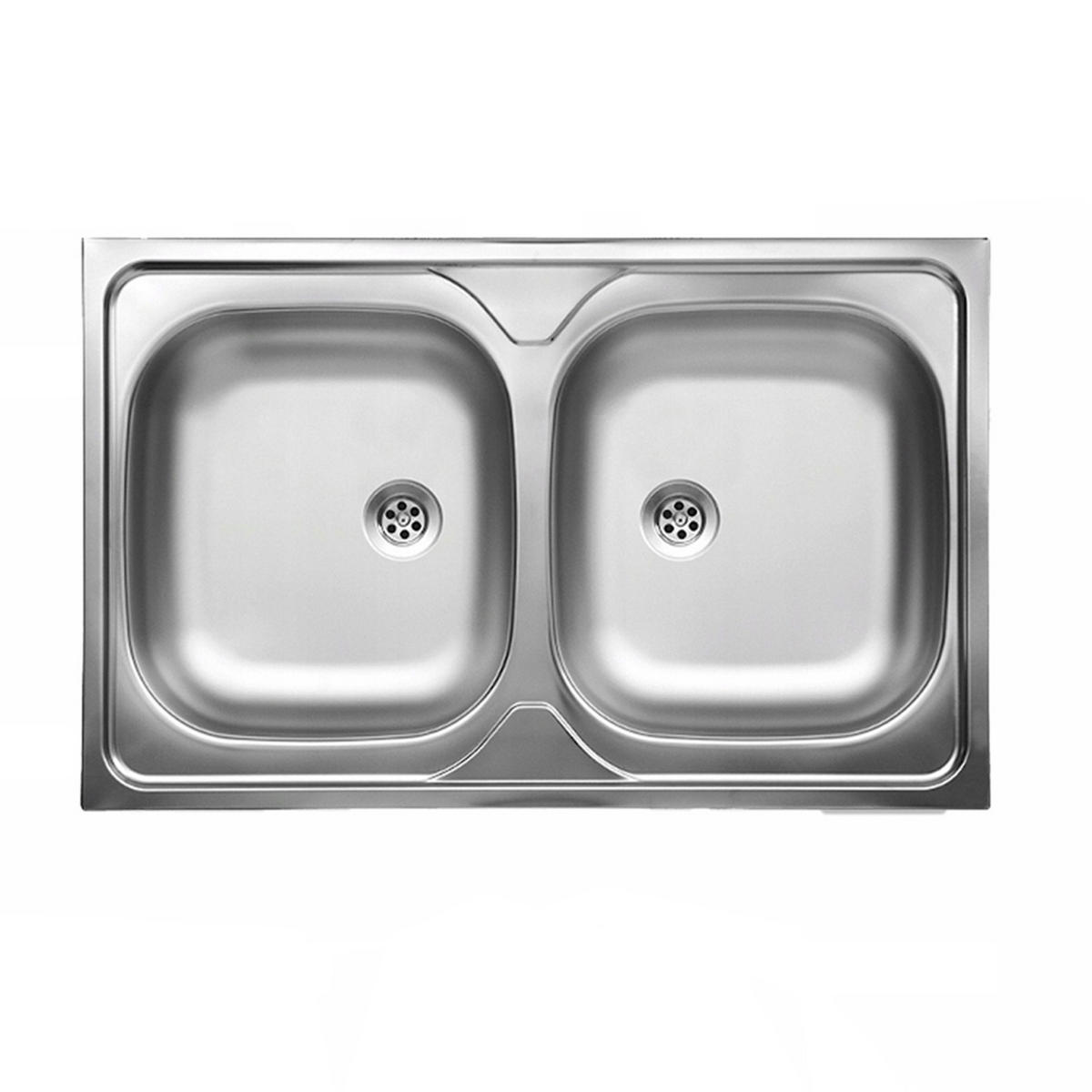 SPÜLUNTERSCHRANK 80cm mit Spüle + Armatur + Siphon weiß - Weiß, Holzwerkstoff (80/82/80cm) - Stamar