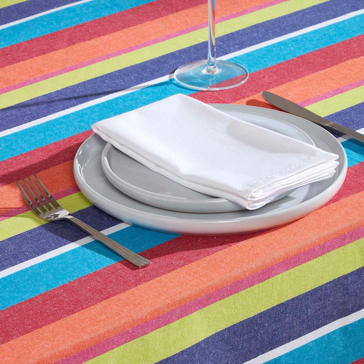 TISCHDECKE bunt gestreift 137/228 cm, 100% Baumwolle - Multicolor, Textil (137/228cm) - Homescapes