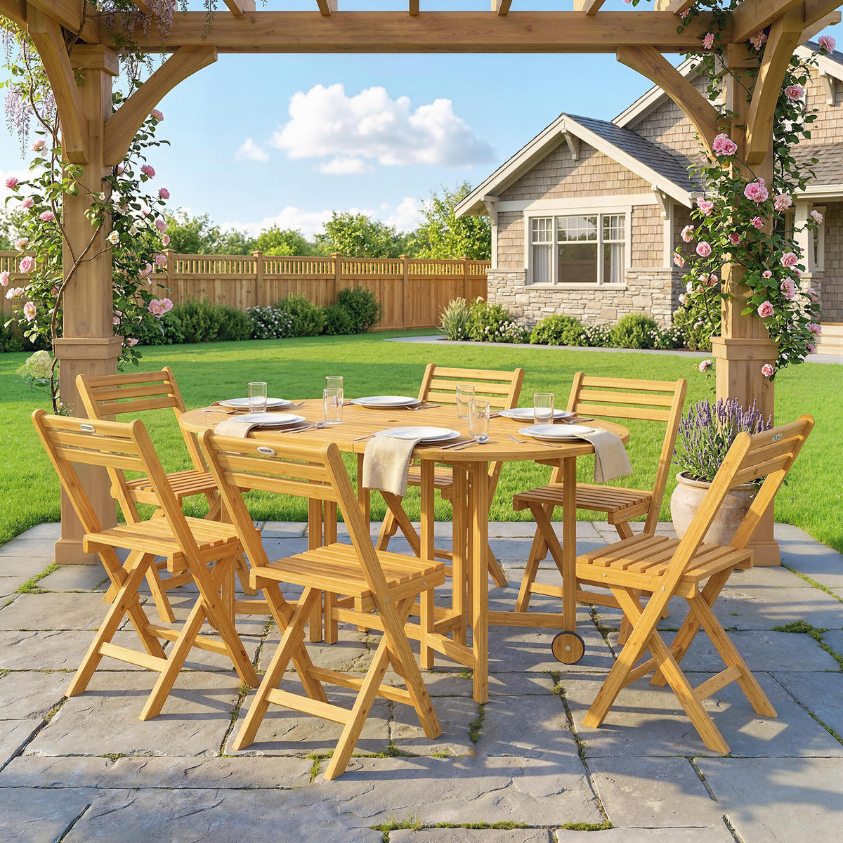 GARTENMÖBEL-SET Naturfarben 150.0/90.0/74.0cm - Naturfarben, Holz