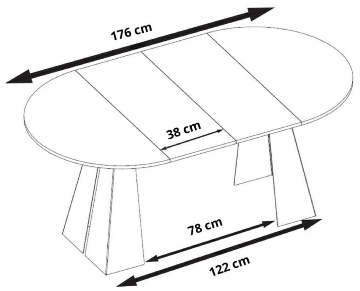 TISCH Schwarz Frega Ausziehbar - Eichefarben/Schwarz, Holzwerkstoff (176/100/76cm) - Sepro Meble