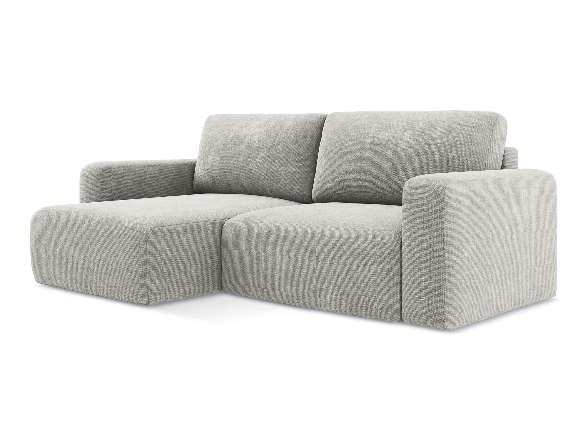 ECKSOFA mit Schlaffunktion links Chenille Stoff Grau - Hellgrau/Schwarz, Kunststoff/Textil (149/244cm) - Makamii