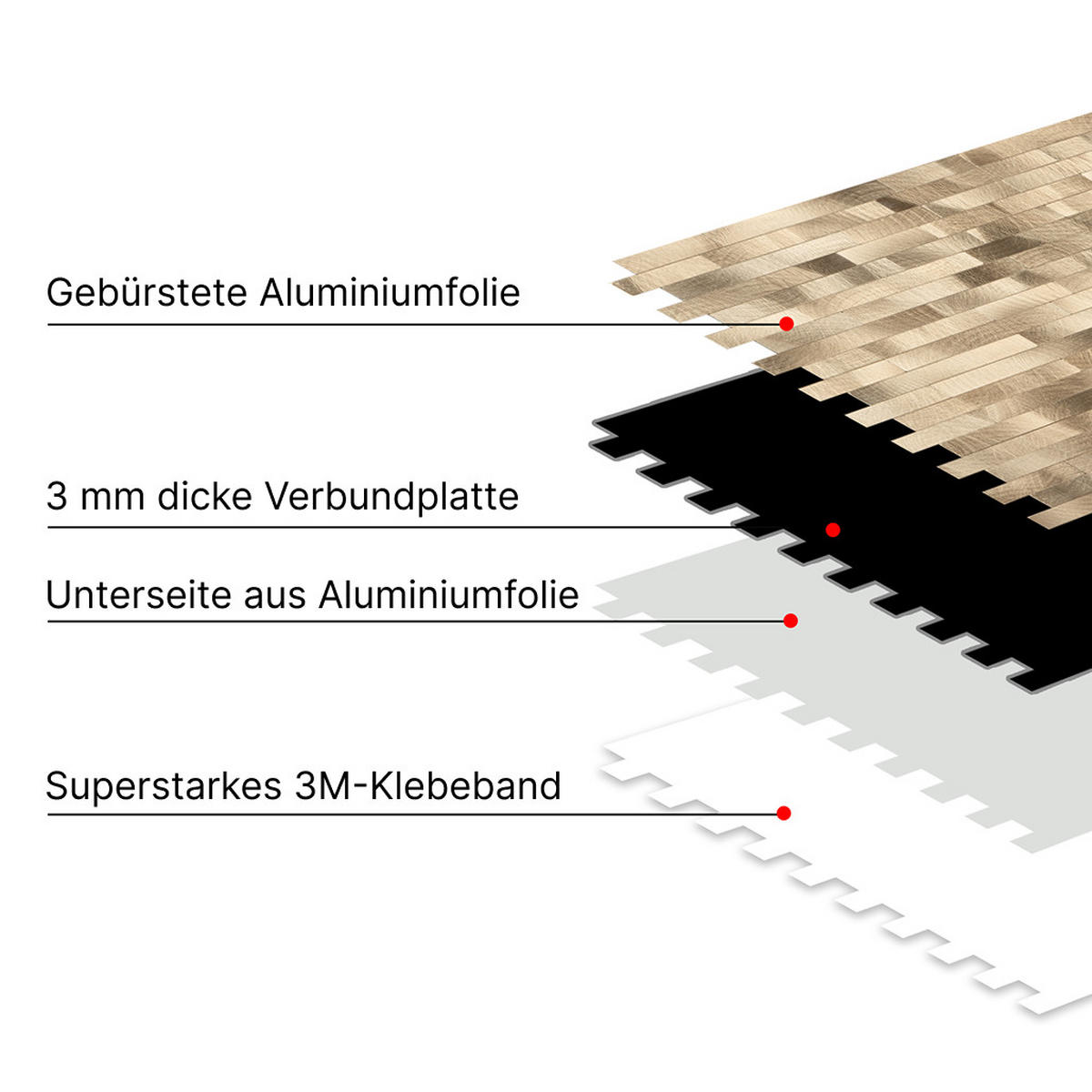 FLIESENAUFKLEBER 1 Stück 29 x 30 cm Selbstklebende Fliesen – Cocco Dorato - Goldfarben, Kunststoff (30/0.3/29cm) - Mazovia