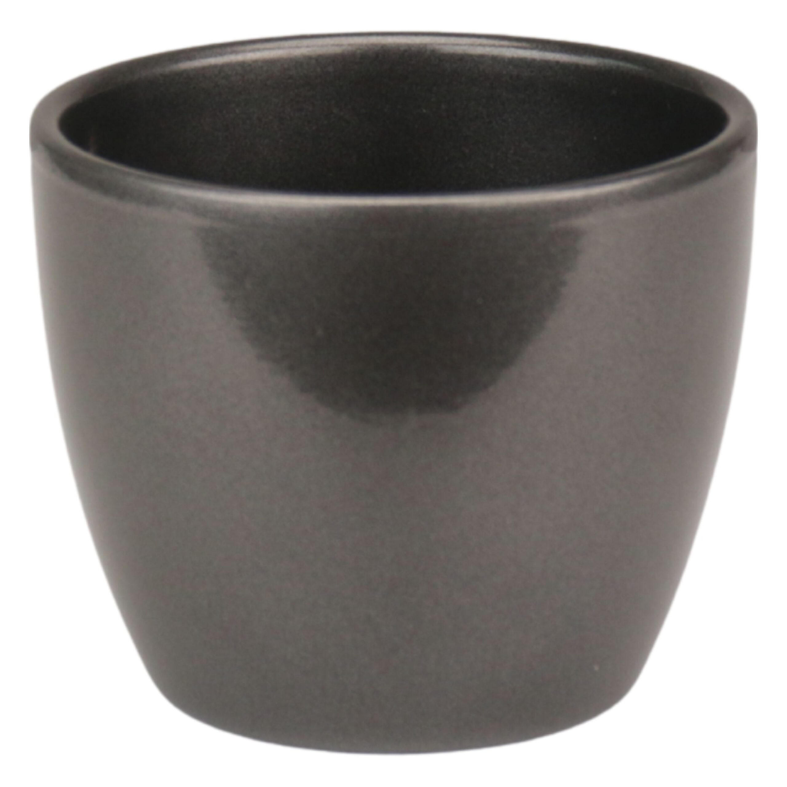 LENI Blumentopf Sylt Keramik Ø 11 cm Höhe 10 cm rund Dunkelsilber Metallic glänzend - Silberfarben, Keramik (11/10cm) - LENI