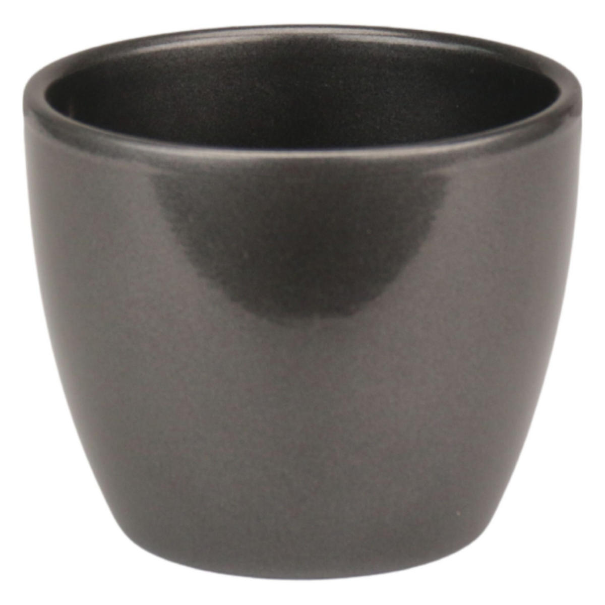 LENI Blumentopf Sylt Keramik Ø 11 cm Höhe 10 cm rund Dunkelsilber Metallic glänzend - Silberfarben, Keramik (11/10cm) - LENI