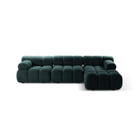 ECKSOFA modular rechts Bellis aus Boucle petrol 4 Sitzplätze - Petrol, Textil (155/282cm) - Micadoni