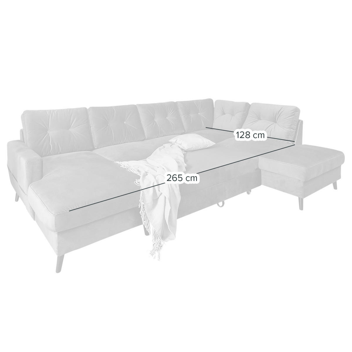 WOHNLANDSCHAFT mit Longchair - Petrol/Schwarz, Buchenholz/Textil (297/90/200cm) - home24