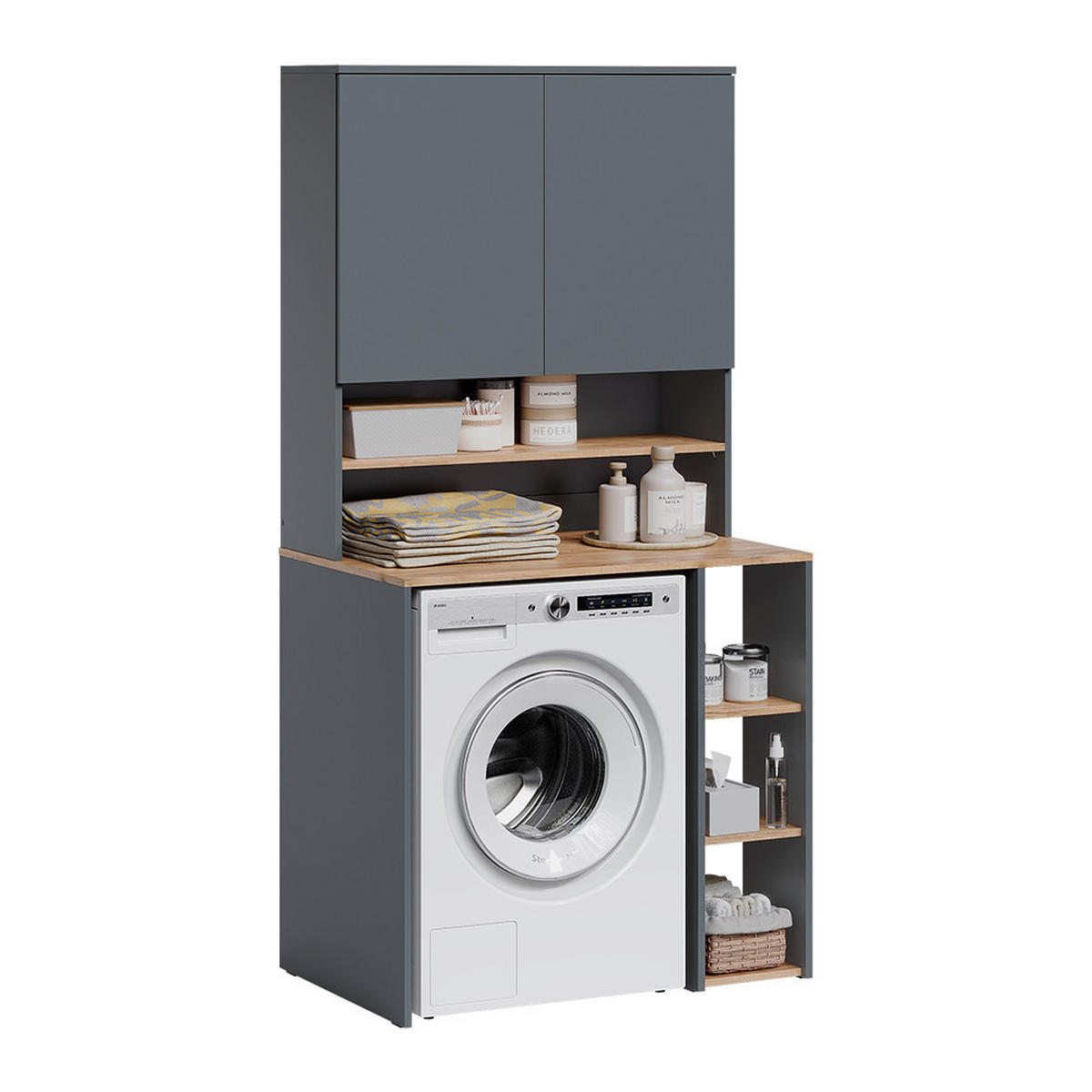 WASCHMASCHINENSCHRANK Viktor, Anthrazit/Goldkraft Eiche, 93.6 x 88.2 cm 2 Teile mit Regal - Honigeiche/Anthrazit, Holzwerkstoff (93.6/88.2/60cm) - Vicco